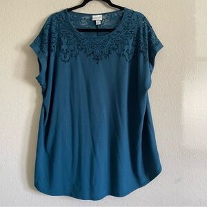 Ava & Viv woman’s 3X blouse dolman sleeve upper sheer paisley design casual